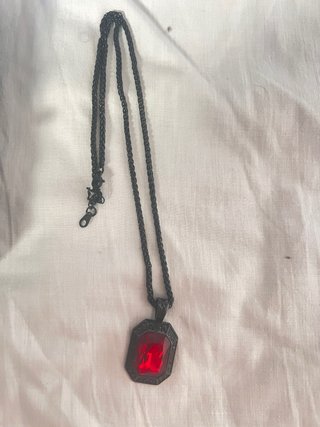 Collana FaithHeart acciaio inox pietra rossa