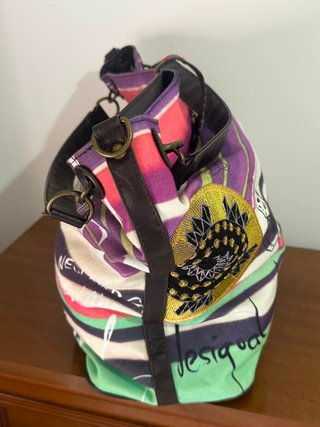 Borsa a spalla Desigual canvas multicolore