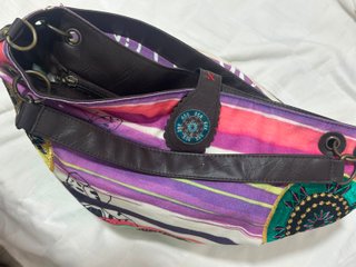 Borsa a spalla Desigual canvas multicolore
