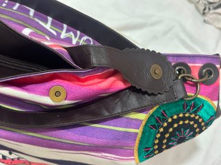 Borsa a spalla Desigual canvas multicolore