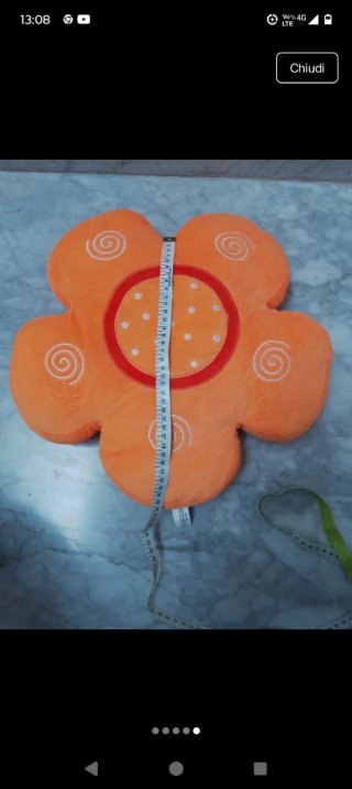 Cuscino peluche fiore arancione