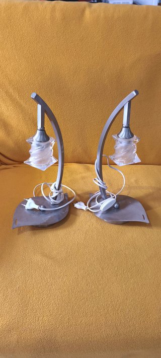 Pareja Lámparas Mesita Meypa Cristal y Metal