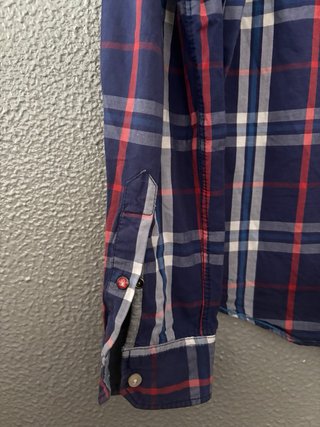Camisa xadrez homem azul e vermelha L