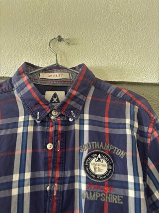 Camisa xadrez homem azul e vermelha L