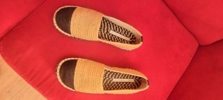 Zapatillas Zara esparto y tela beige/negro