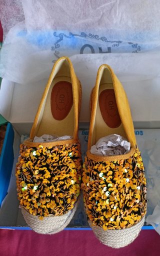Alpargatas Ante y Lentejuelas Oro/Amarillo