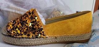 Alpargatas Ante y Lentejuelas Oro/Amarillo