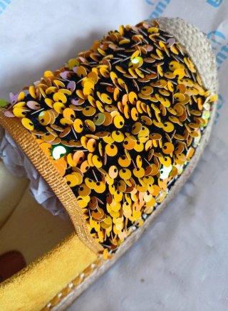 Alpargatas Ante y Lentejuelas Oro/Amarillo
