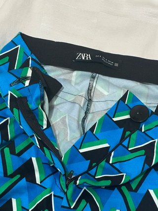 Pantaloni Zara vita alta fantasia geometrica tg S