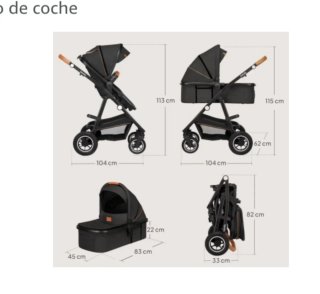 Cochecito de paseo gris con detalles marrones 3en1