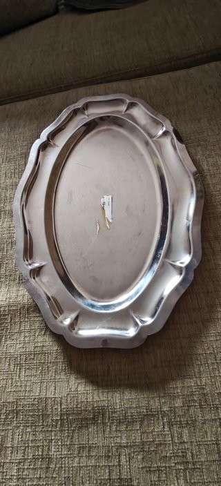 Bandeja ovalada acero inox borde festoneado