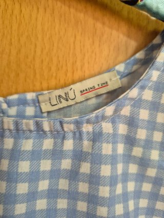 Blusa Verano Cuadros Azul Claro