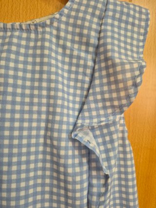Blusa Verano Cuadros Azul Claro