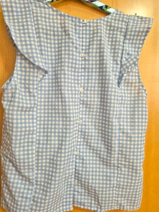 Blusa Verano Cuadros Azul Claro