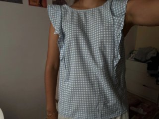 Blusa Verano Cuadros Azul Claro