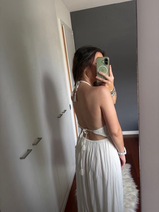 Vestido largo Brownie blanco y verde