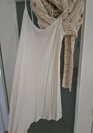Vestido Zara Beige Encaje Manga Larga