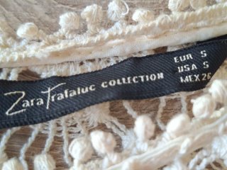 Vestido Zara Beige Encaje Manga Larga