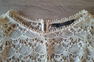 Vestido Zara Beige Encaje Manga Larga