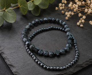 Lote 2 pulseras piedra natural cruz