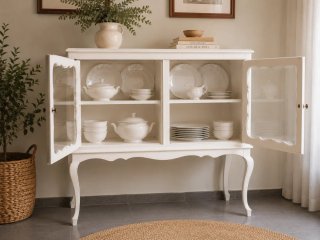 Vitrina de madera y cristal restaurada