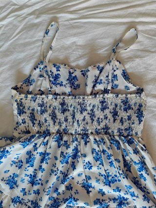 Vestido Verano Mujer Flores Azul Blanco