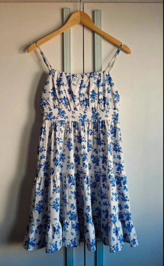 Vestido Verano Mujer Flores Azul Blanco