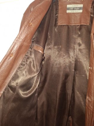 Abrigo de cuero Old Taylor Marrón Hombre talla 54