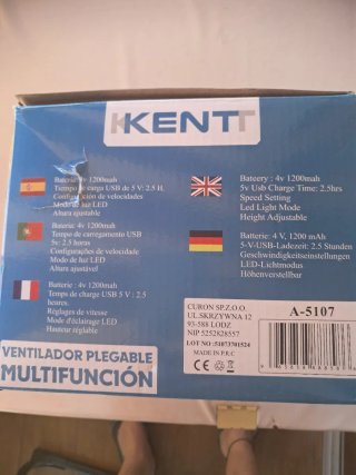 Ventilador Plegable a bateria  Multifunción KENT