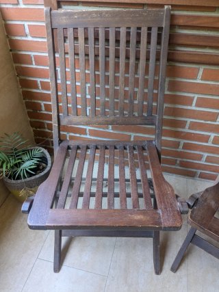 Conjunto 2 Sillas Teca Plegables Terraza