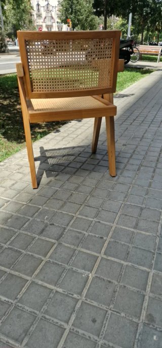Silla de comedor ratán natural y madera