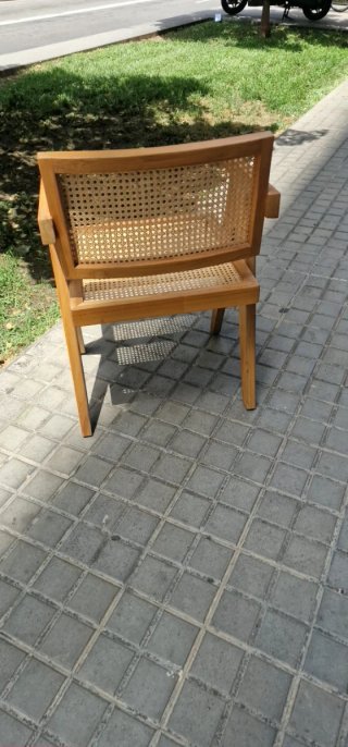Silla de comedor ratán natural y madera