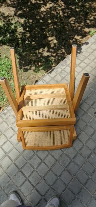 Silla de comedor ratán natural y madera
