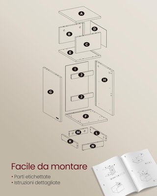 Set di 2 Comodini Stretti con 2 Cassetti Beige Nat