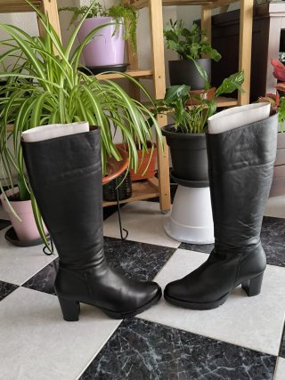 Botas altas de piel negras mujer