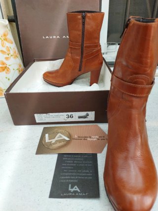 Botas tacón Laura Amat piel marrón talla 36