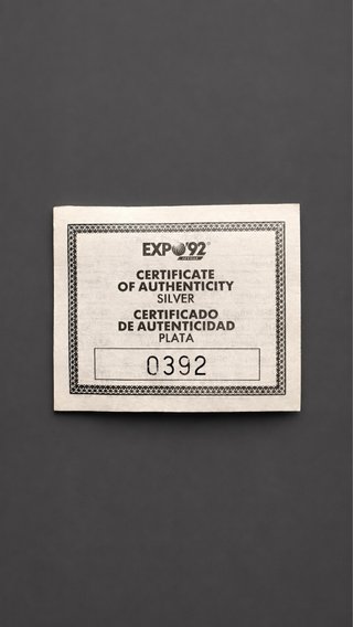 Medalla Oficial Expo 92 Plata 925 Proof