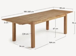Mesa extensible Isbel 180 (260) x 90 cm madera maciza de roble