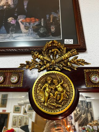 Espejo Antiguo Estilo Luis XVI Madera y Bronce