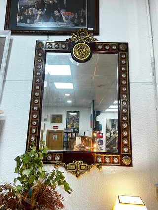 Espejo Antiguo Estilo Luis XVI Madera y Bronce