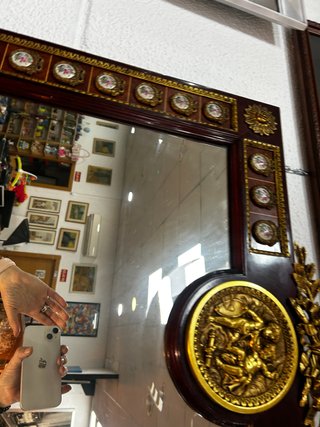 Espejo Antiguo Estilo Luis XVI Madera y Bronce