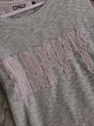 Jersey fino verde marino con palabra HAPPY