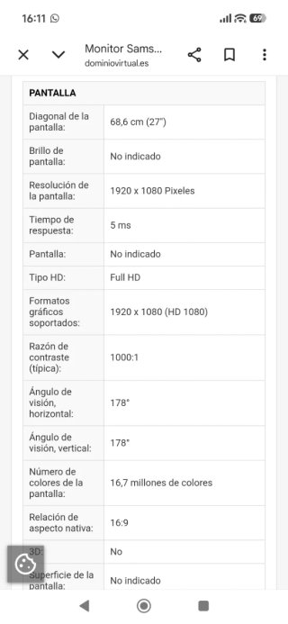 Monitor PC Negro full HD.