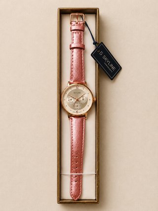 Reloj Skyline Rosa Metálico Nuevo