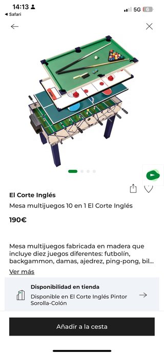 Mesa Multijuegos 10 en 1 El Corte Inglés