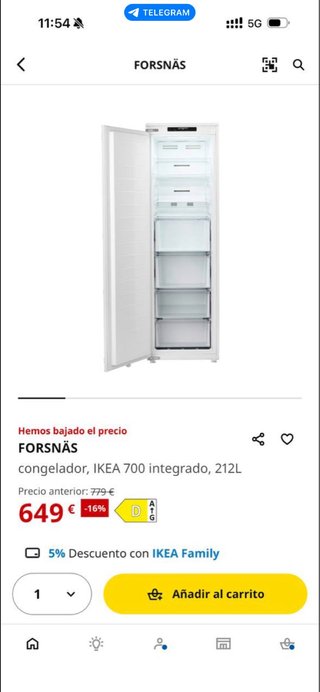 Congelador IKEA 700 FORSNÄS 212L