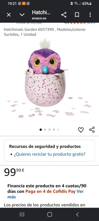Peluche Furby hatchimals Morado interactivo