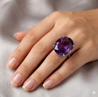 Anillo Plata Amatista Natural Grande