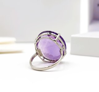 Anillo Plata Amatista Natural Grande