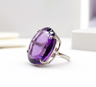Anillo Plata Amatista Natural Grande